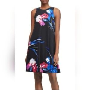 Lauren Ralph Lauren Black Foral Sleeveless A Line Dress 6